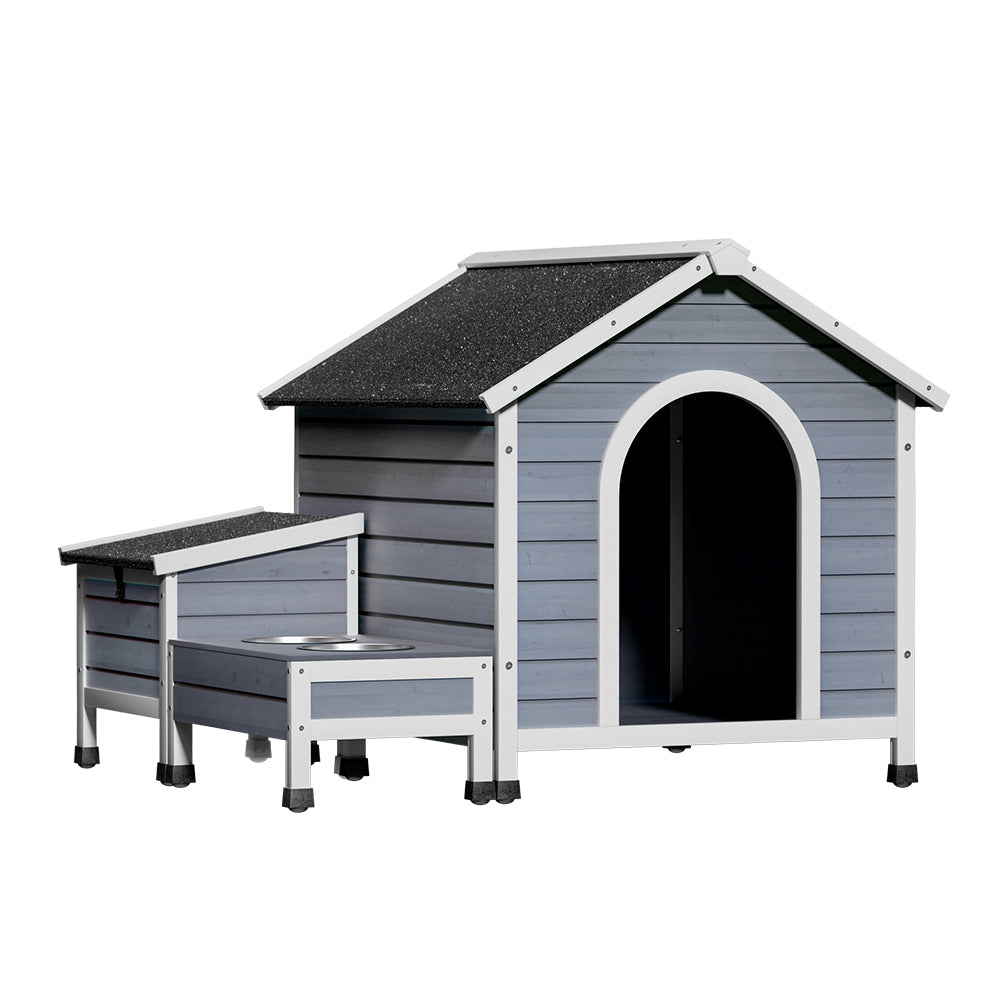 i.Pet Large Wooden Dog Kennel Outdoor/Indoor Grey White
