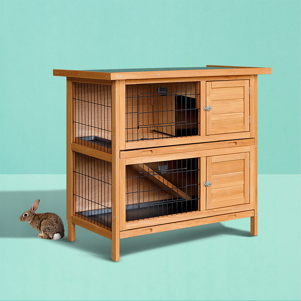 i.Pet Large Wooden Rabbit Hutch Chicken Coop 91.5cm Weather-Resistant