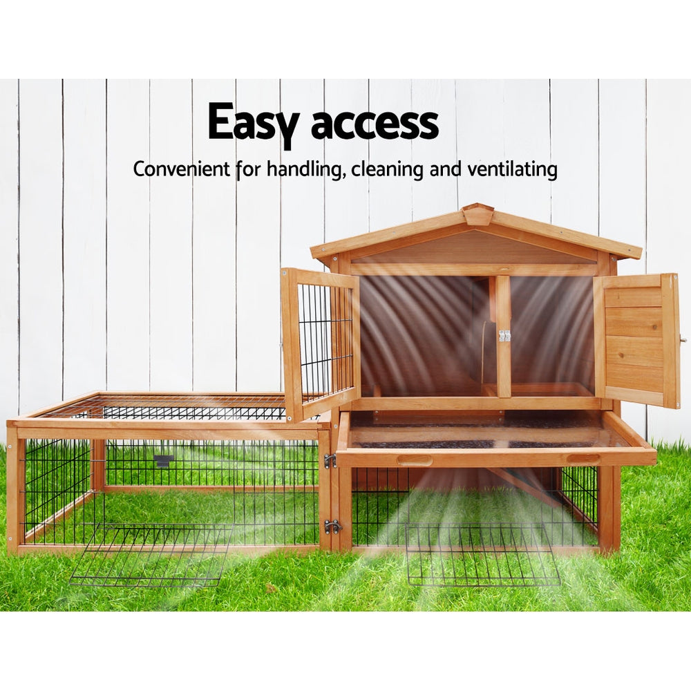 i.Pet Large Wooden Chicken Coop Rabbit Hutch Double Storey Outdoor