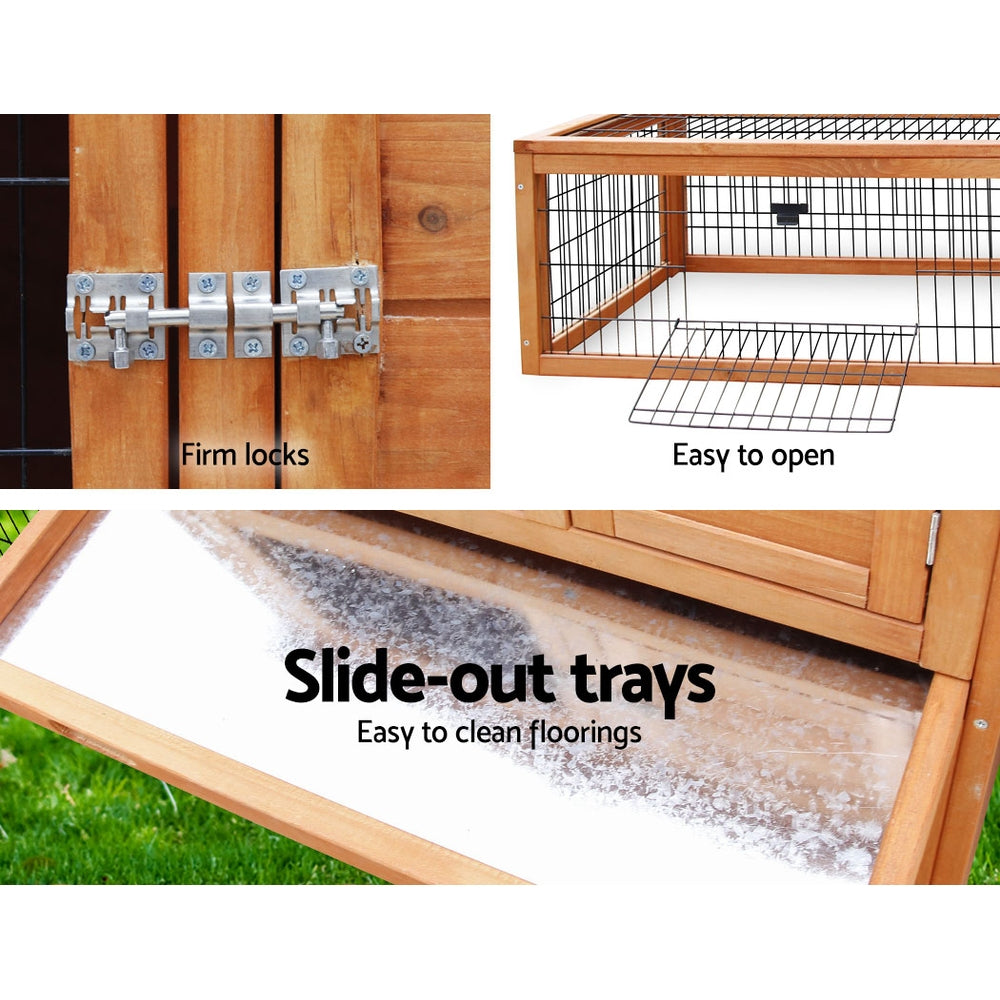 i.Pet Large Wooden Chicken Coop Rabbit Hutch Double Storey Outdoor