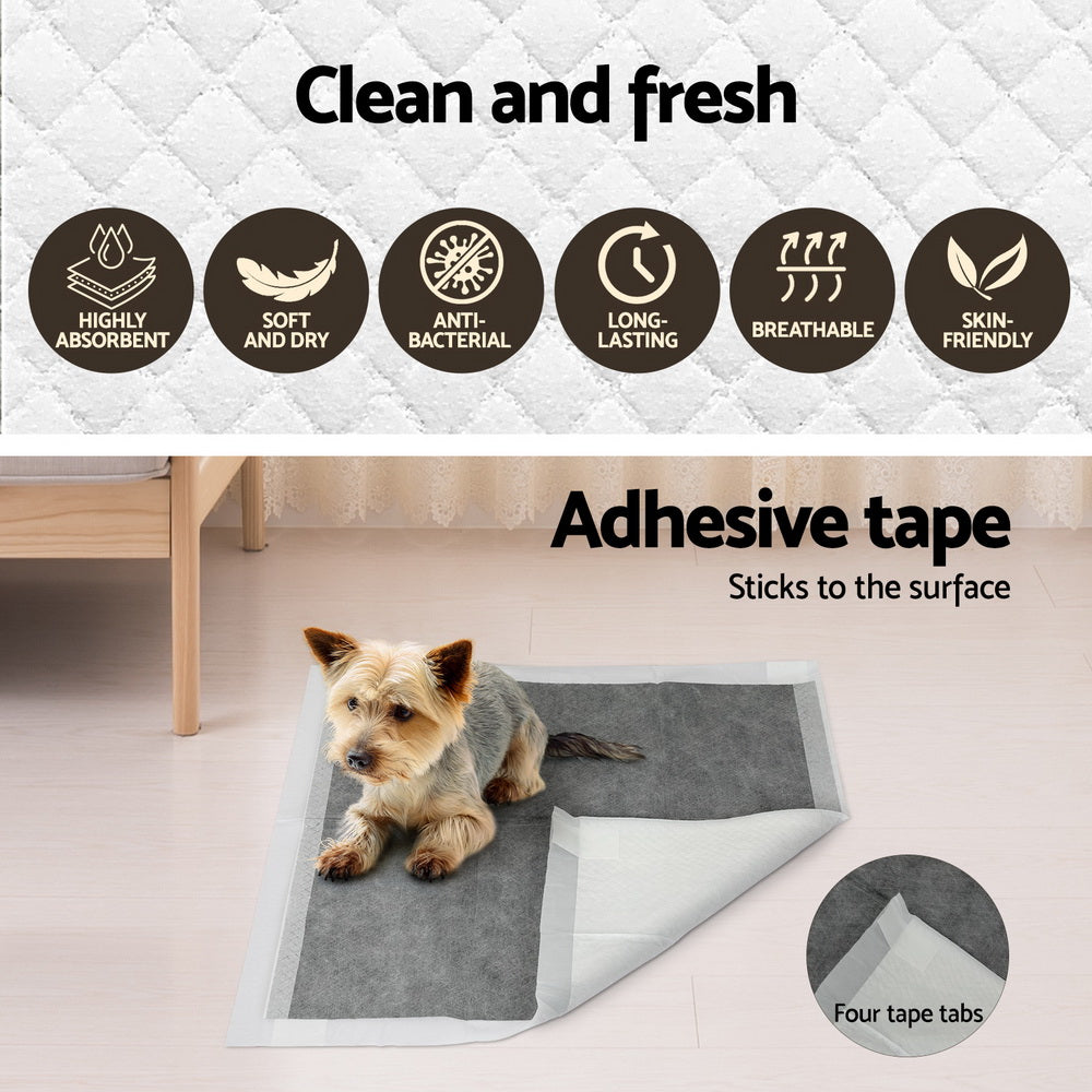 i.Pet 200-Pack Puppy Training Pads 60x60cm Super Absorbent Grey