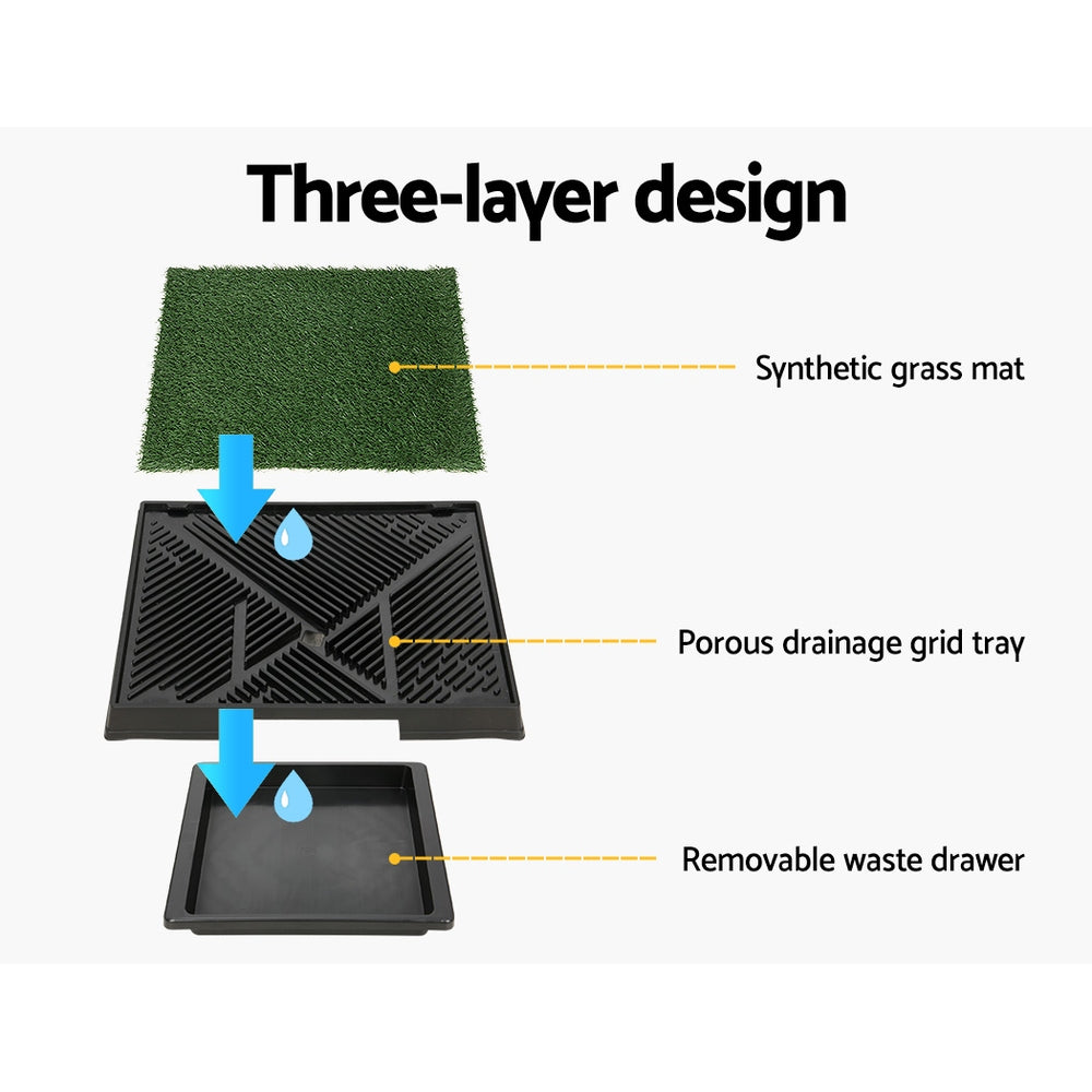 i.Pet Large Dog Potty Training Pad Tray Grass Mat Black/Green