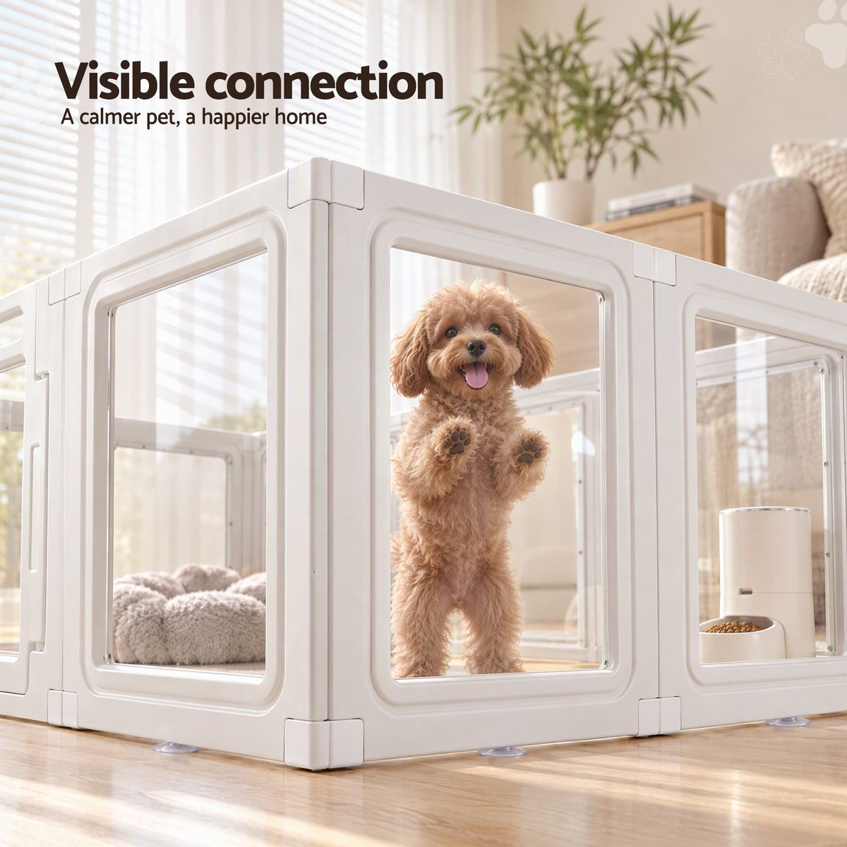 i.Pet Dog Pet Playpen 10 Panels Clear PET Plastic 152x100x57cm for Puppy Exercise
