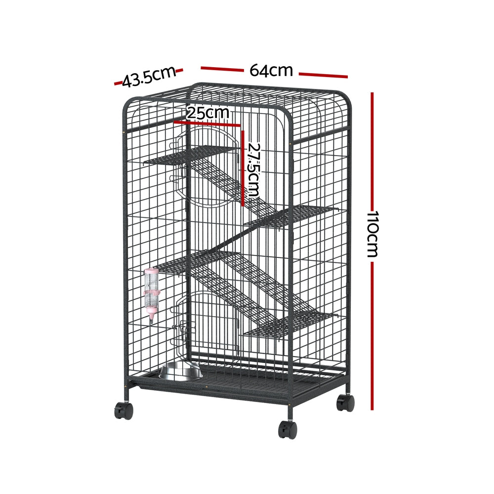 i.Pet 110cm 4-Level Indoor Pet Cage Black