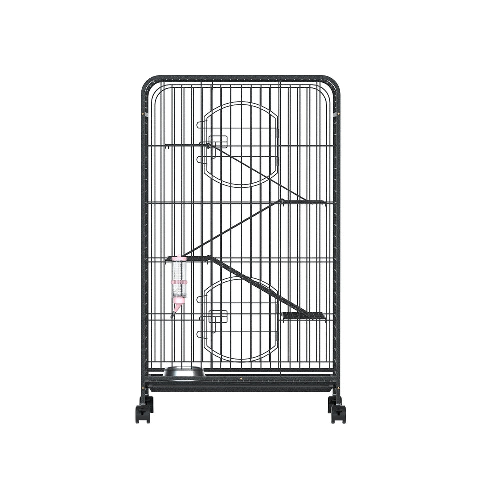 i.Pet 110cm 4-Level Indoor Pet Cage Black