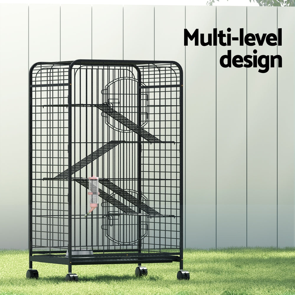 i.Pet 110cm 4-Level Indoor Pet Cage Black