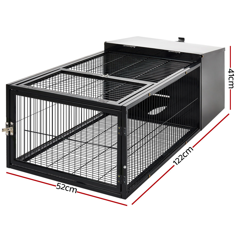i.Pet 122cm Rabbit Hutch Enclosure Metal Cage Black