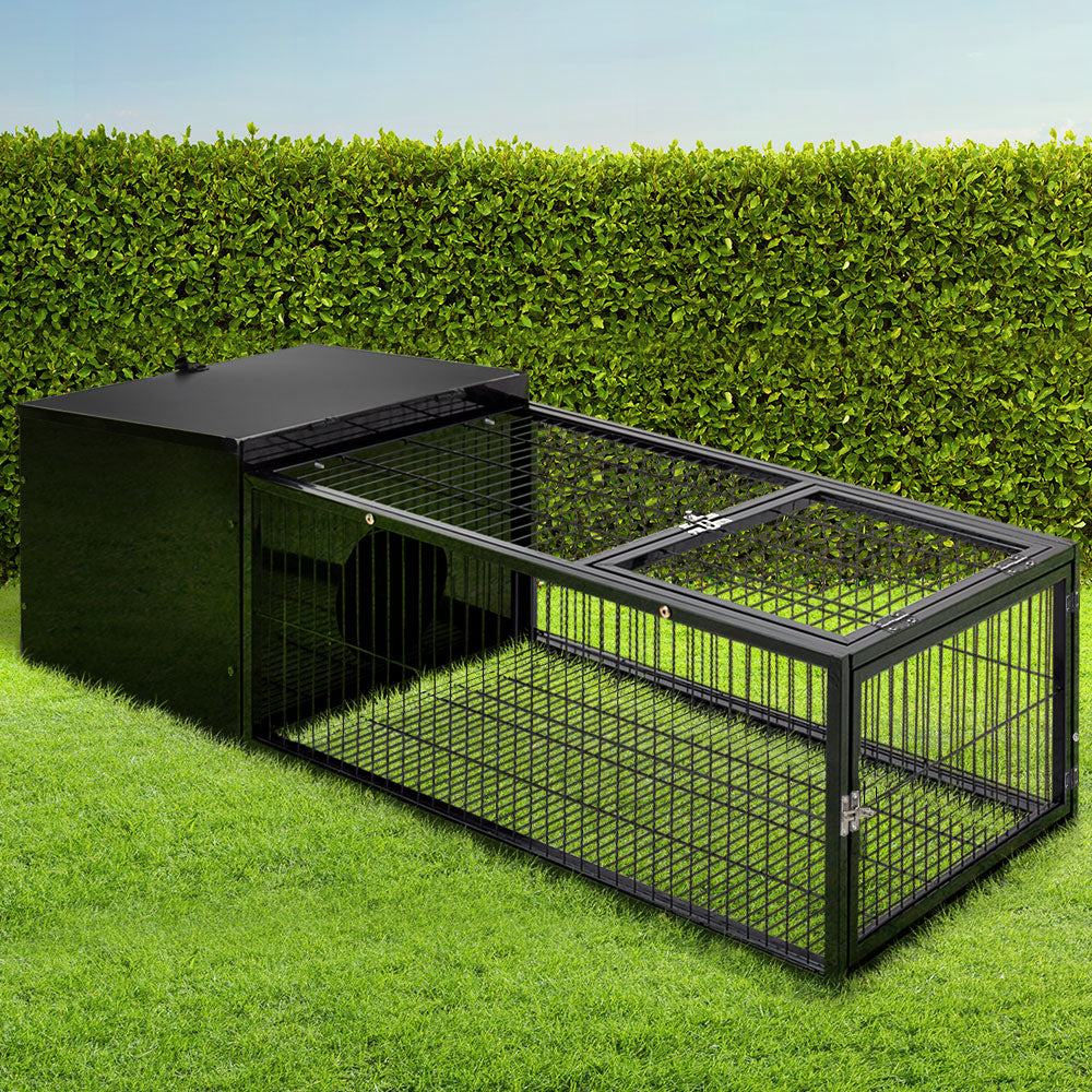 i.Pet 122cm Rabbit Hutch Enclosure Metal Cage Black