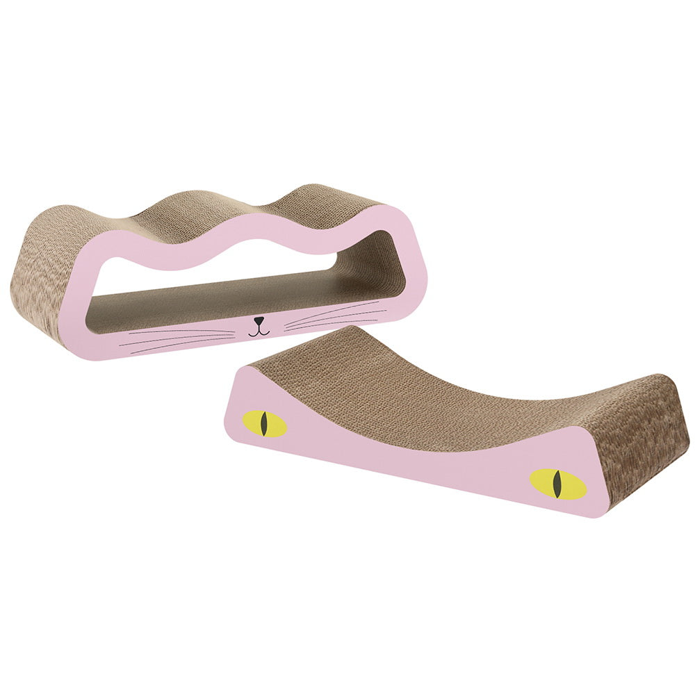 i.Pet Cat Scratching Board Cardboard Curved Brown Pink Catnip
