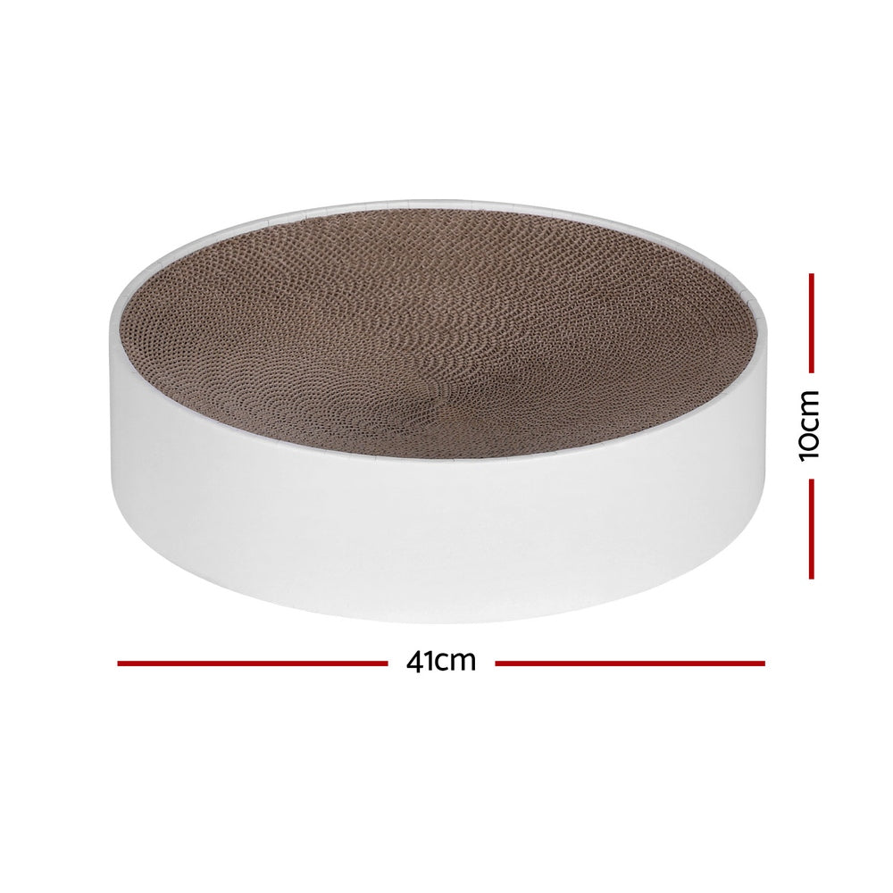 i.Pet Round Cat Scratching Board Cardboard Brown White with Catnip