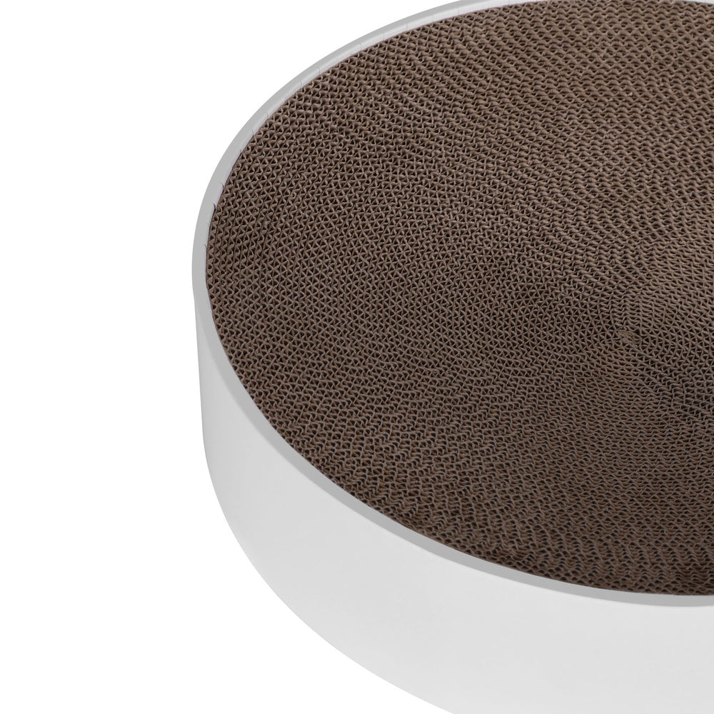 i.Pet Round Cat Scratching Board Cardboard Brown White with Catnip