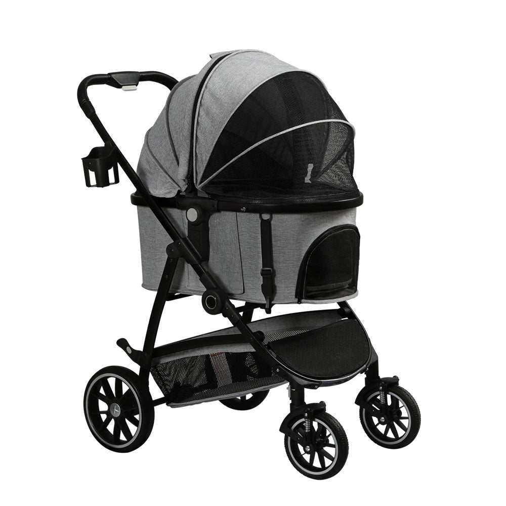 i.Pet Large Pet Stroller 4-Wheel Foldable Grey