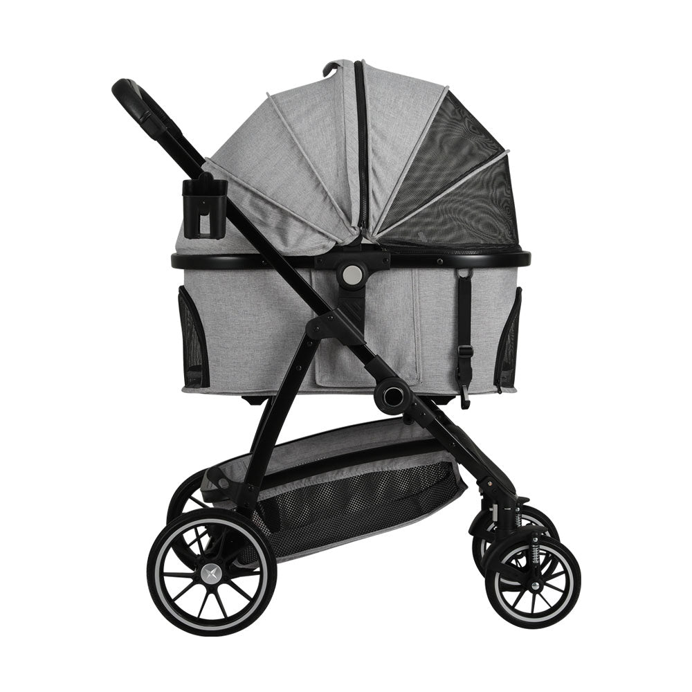i.Pet Large Pet Stroller 4-Wheel Foldable Grey