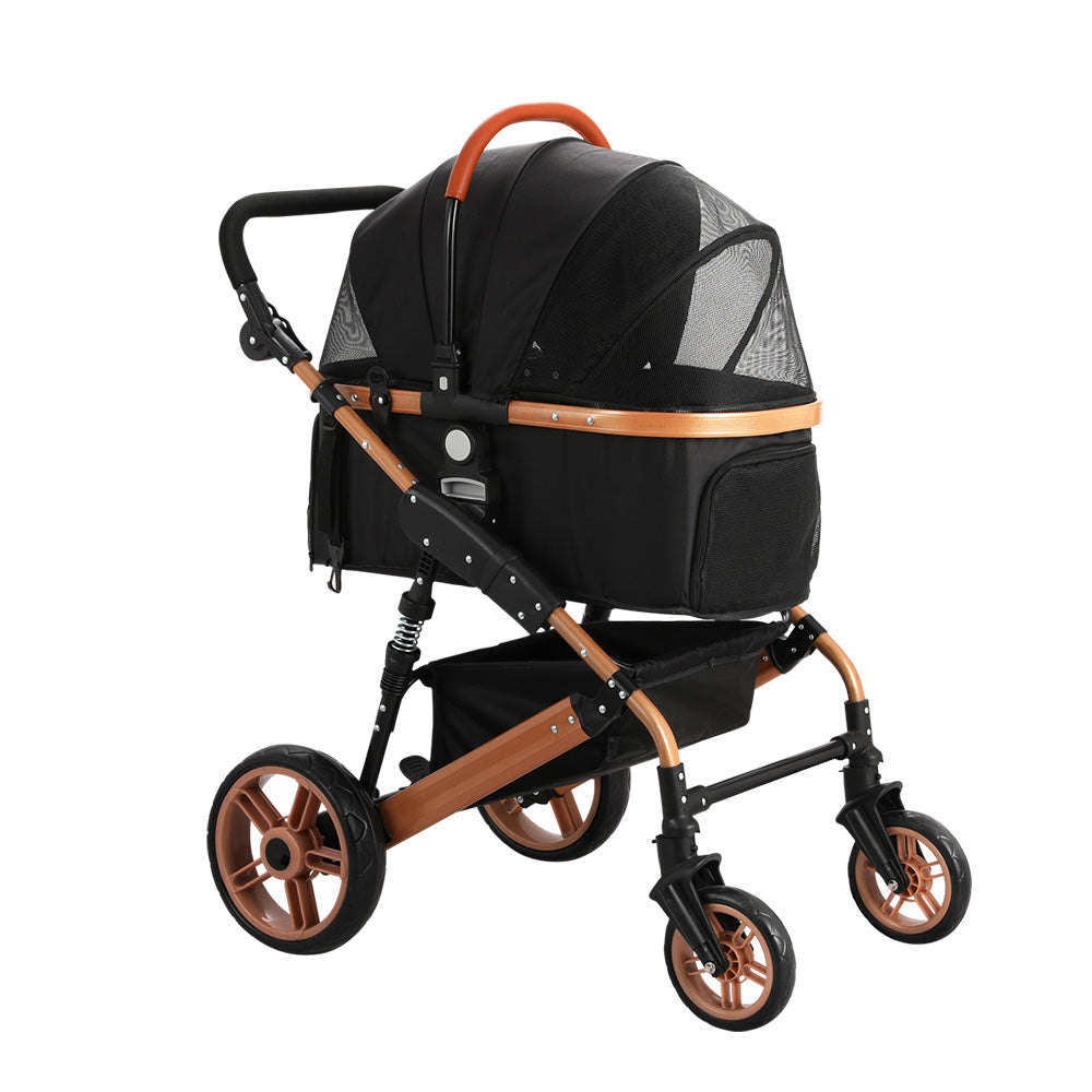 i.Pet Large Dog Pram Cat Carrier Foldable Stroller Rose Gold Black