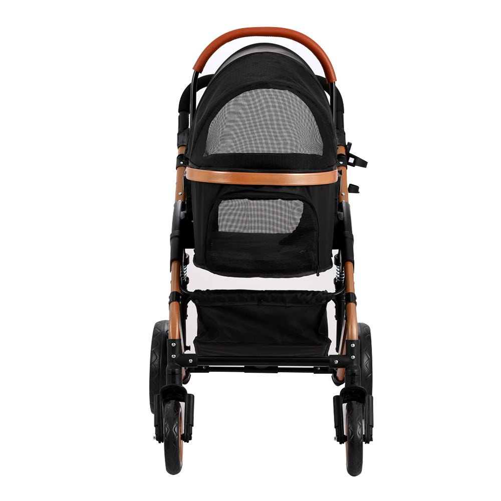 i.Pet Large Dog Pram Cat Carrier Foldable Stroller Rose Gold Black