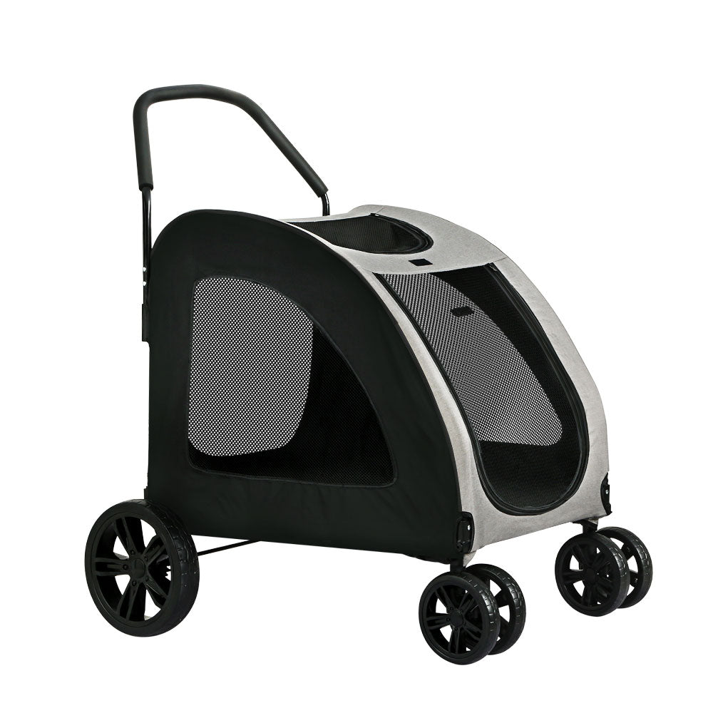 i.Pet Large Foldable Pet Stroller Dog Pram Black/White