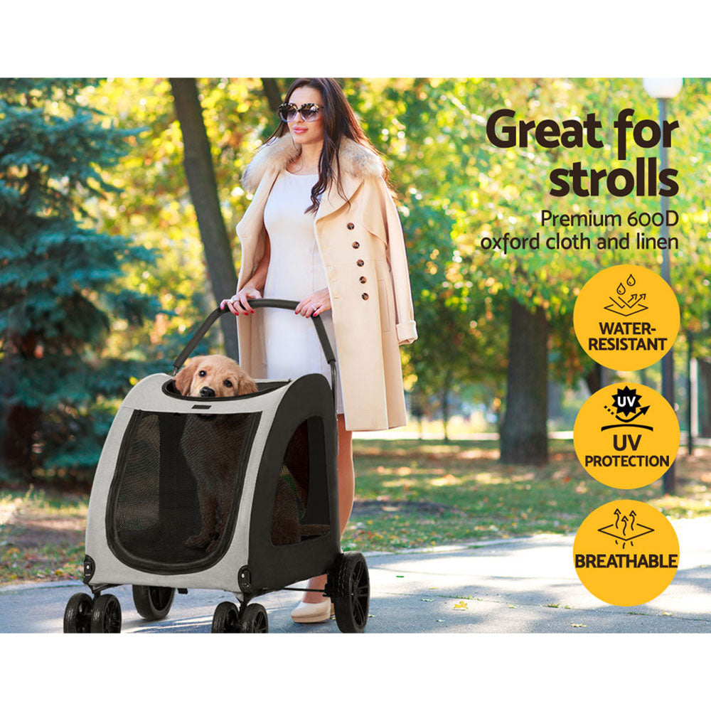 i.Pet Large Foldable Pet Stroller Dog Pram Black/White