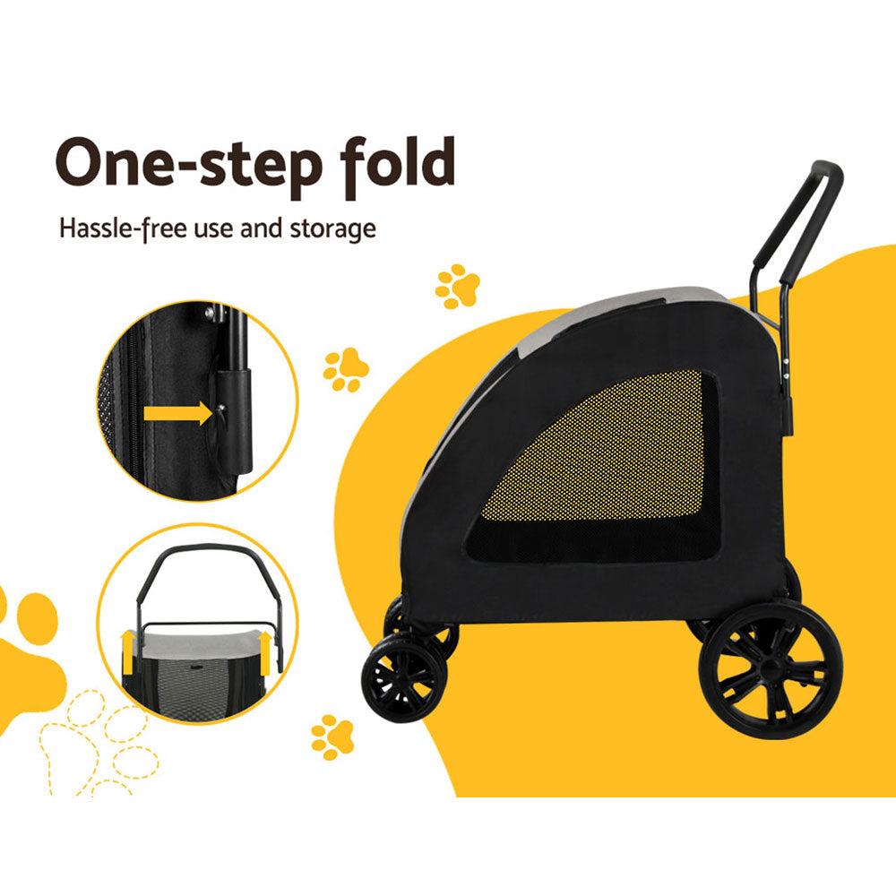 i.Pet Large Foldable Pet Stroller Dog Pram Black/White