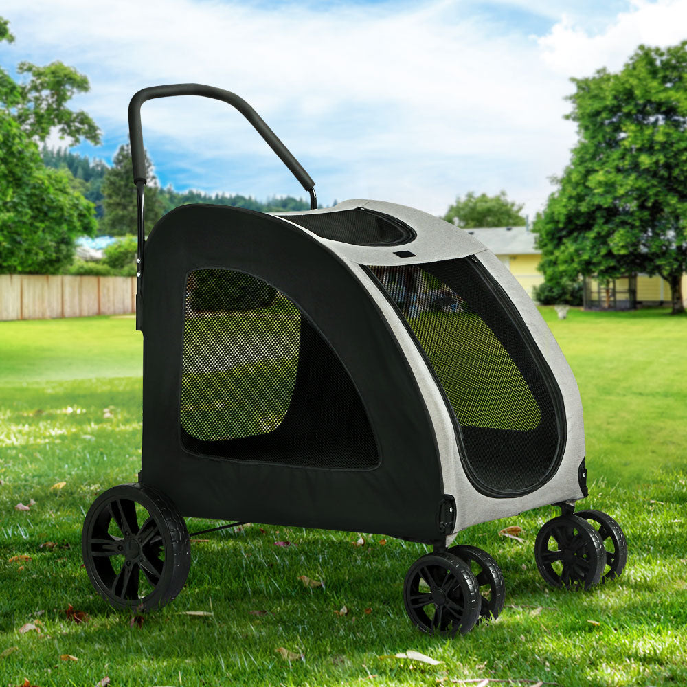 i.Pet Large Foldable Pet Stroller Dog Pram Black/White