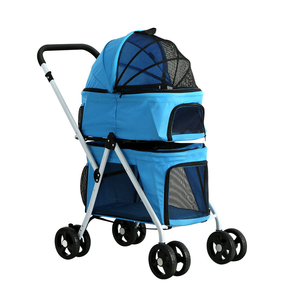 i.Pet Large Pet Stroller Foldable 4-Wheel Blue