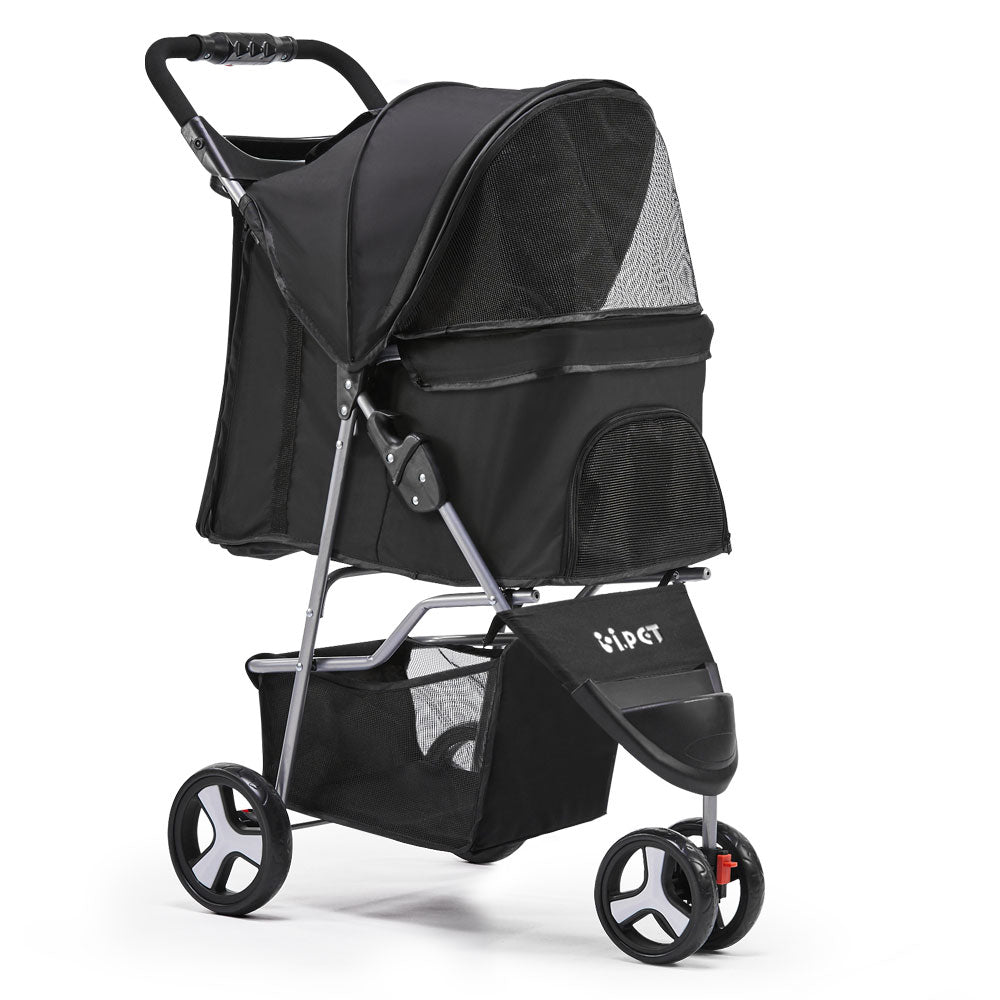 i.Pet Large Pet Stroller Foldable 3-Wheel Black