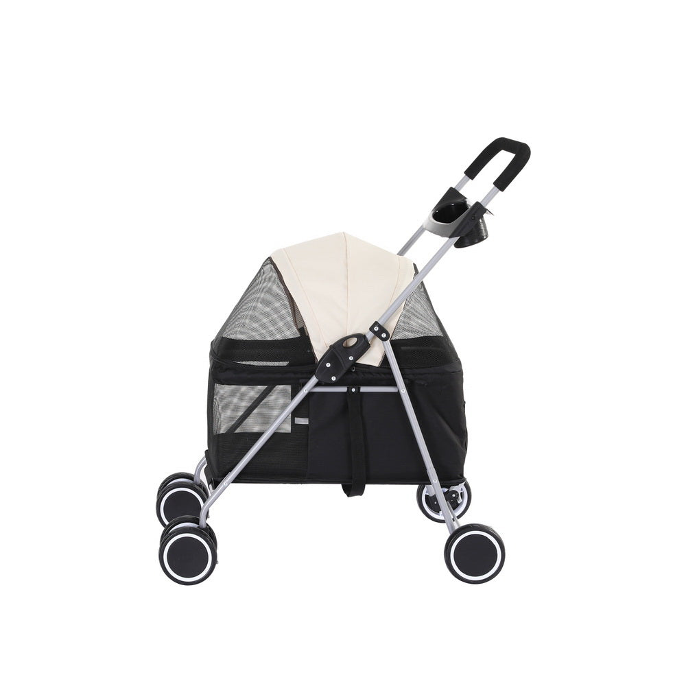 i.Pet Large Pet Stroller Pram Foldable Dog Cat Carrier Black/White