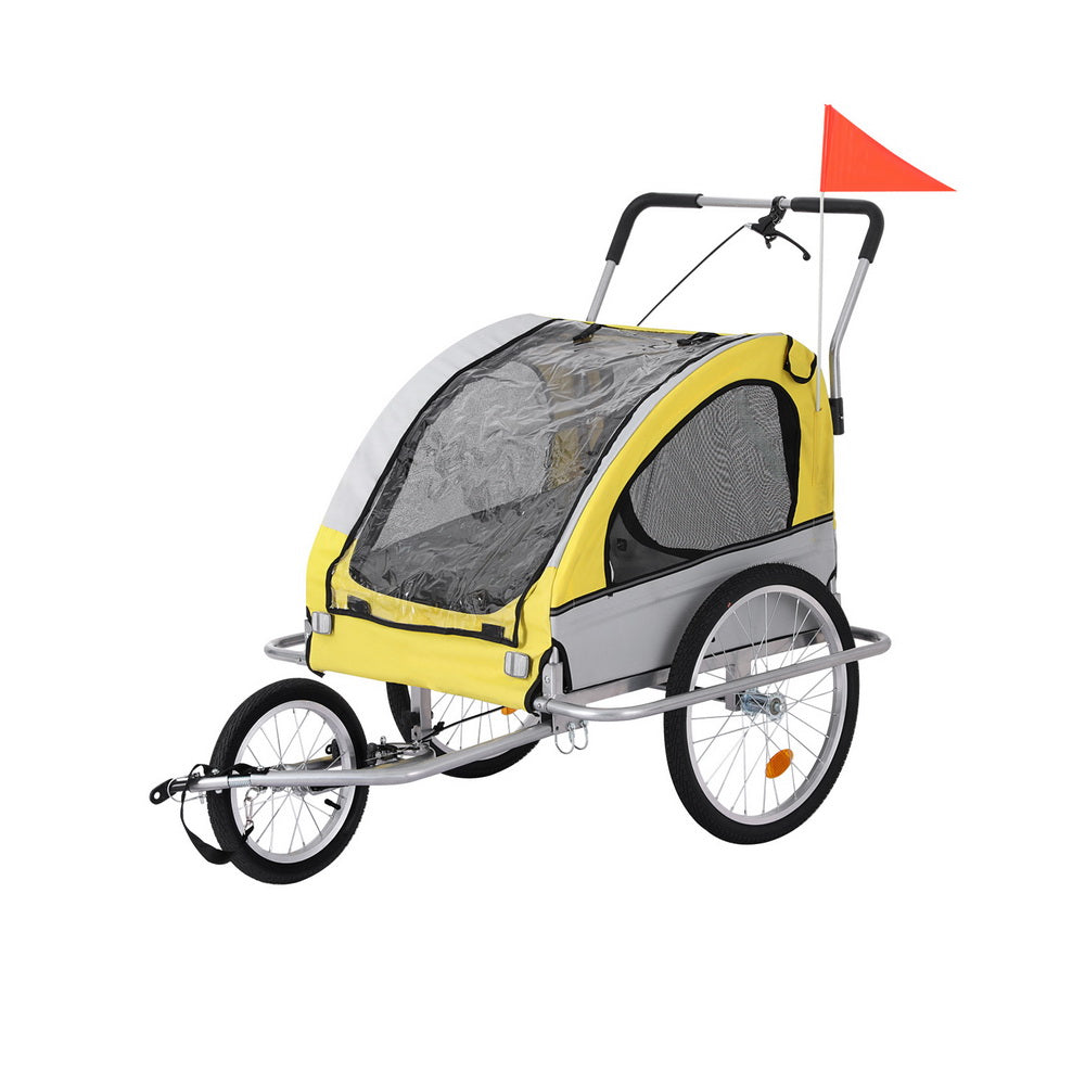 i.Pet Large Dog Bike Trailer Stroller Foldable Grey/Yellow