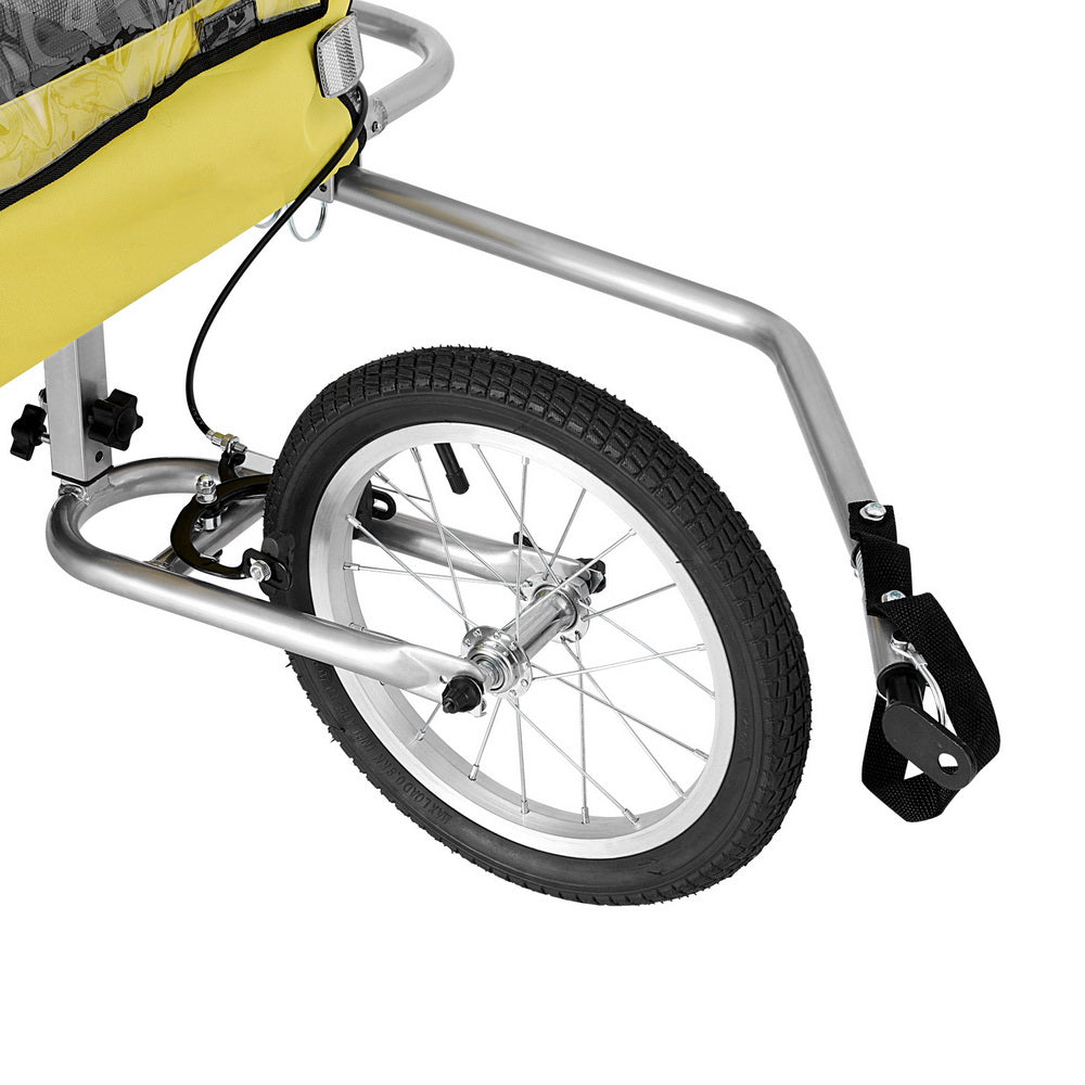 i.Pet Large Dog Bike Trailer Stroller Foldable Grey/Yellow