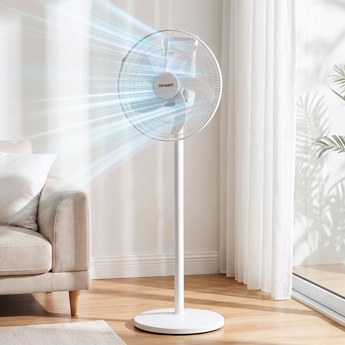 DEVANTI 16 Inch 5-in-1 Rechargeable Stand Fan with Remote
