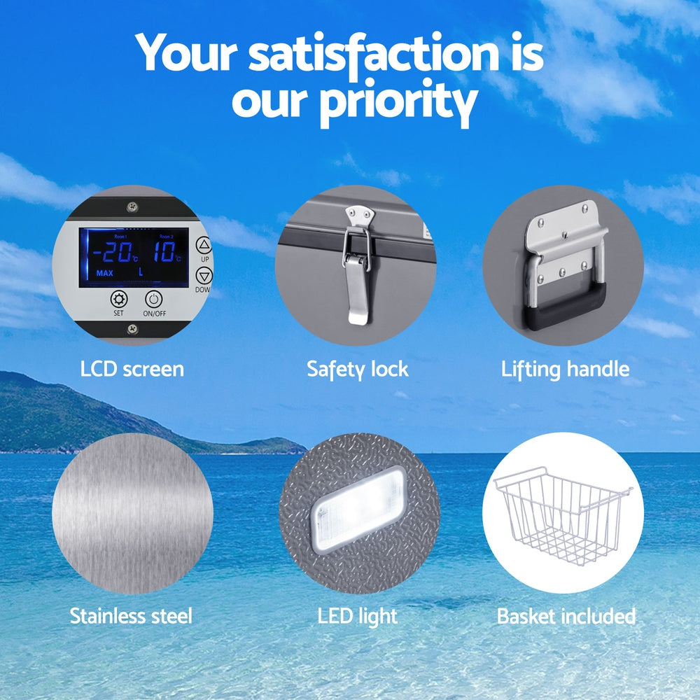 Glacio 100L Portable Fridge Freezer 12V/24V/240V Camping
