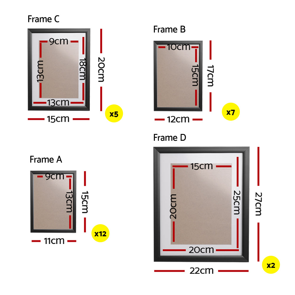 Artiss 26-Piece Photo Frame Set Black 3R-8R