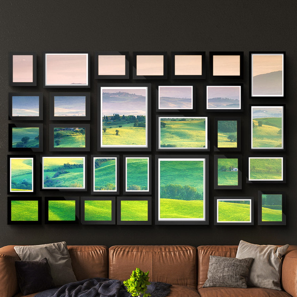 30-Piece Black Photo Frame Set 8x10" 5x7" 4x6" 3.5x5"