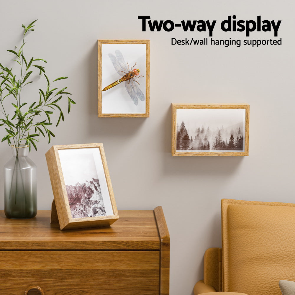 Artiss 3-Piece 3D Photo Frame Set Oak