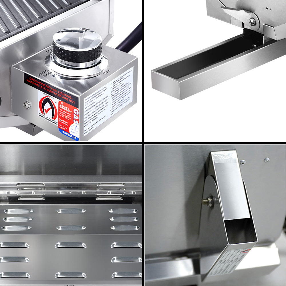 Grillz Portable Gas BBQ Double-Sided Plate Stainless Steel