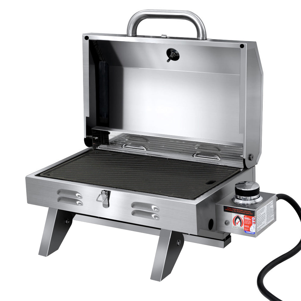 Grillz Portable Gas BBQ Double-Sided Plate Stainless Steel