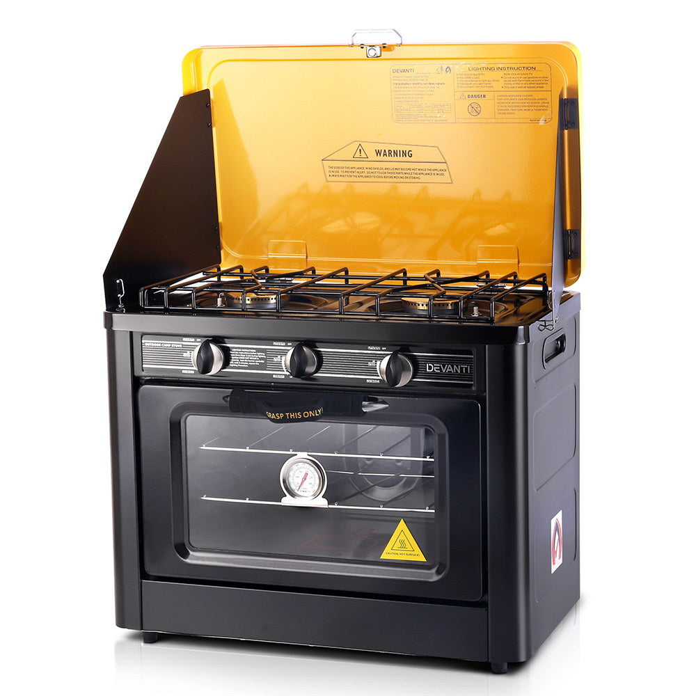 Devanti Portable LPG Gas Oven Black Camping Stove