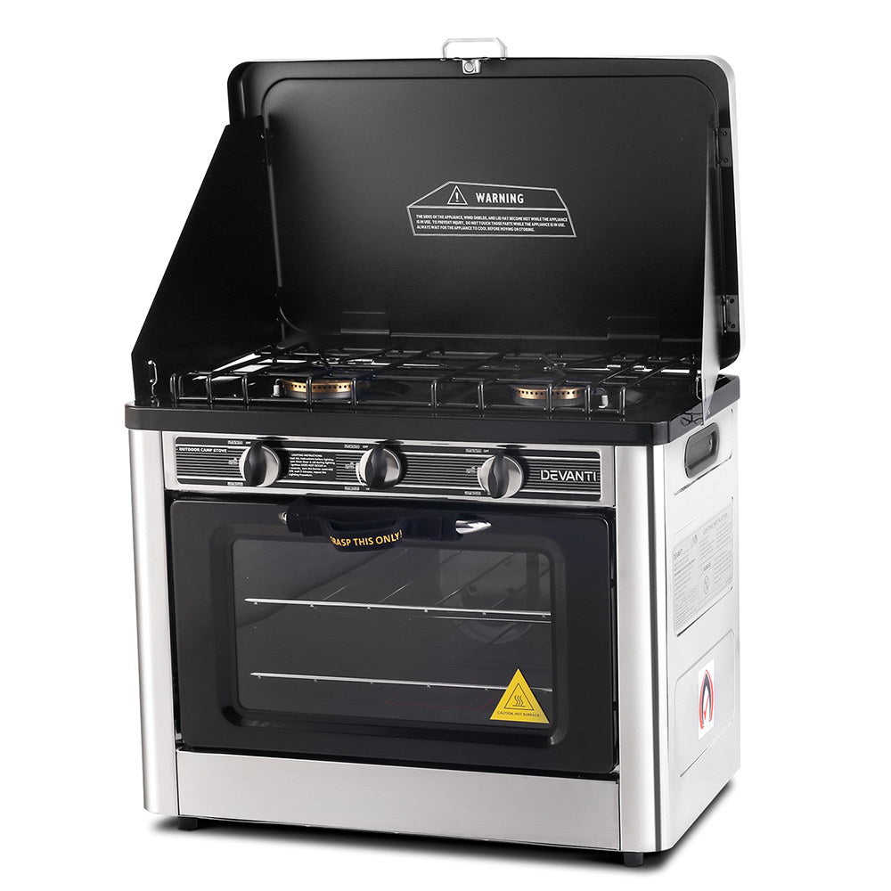 Devanti Portable LPG Gas Oven Silver Camping Stove