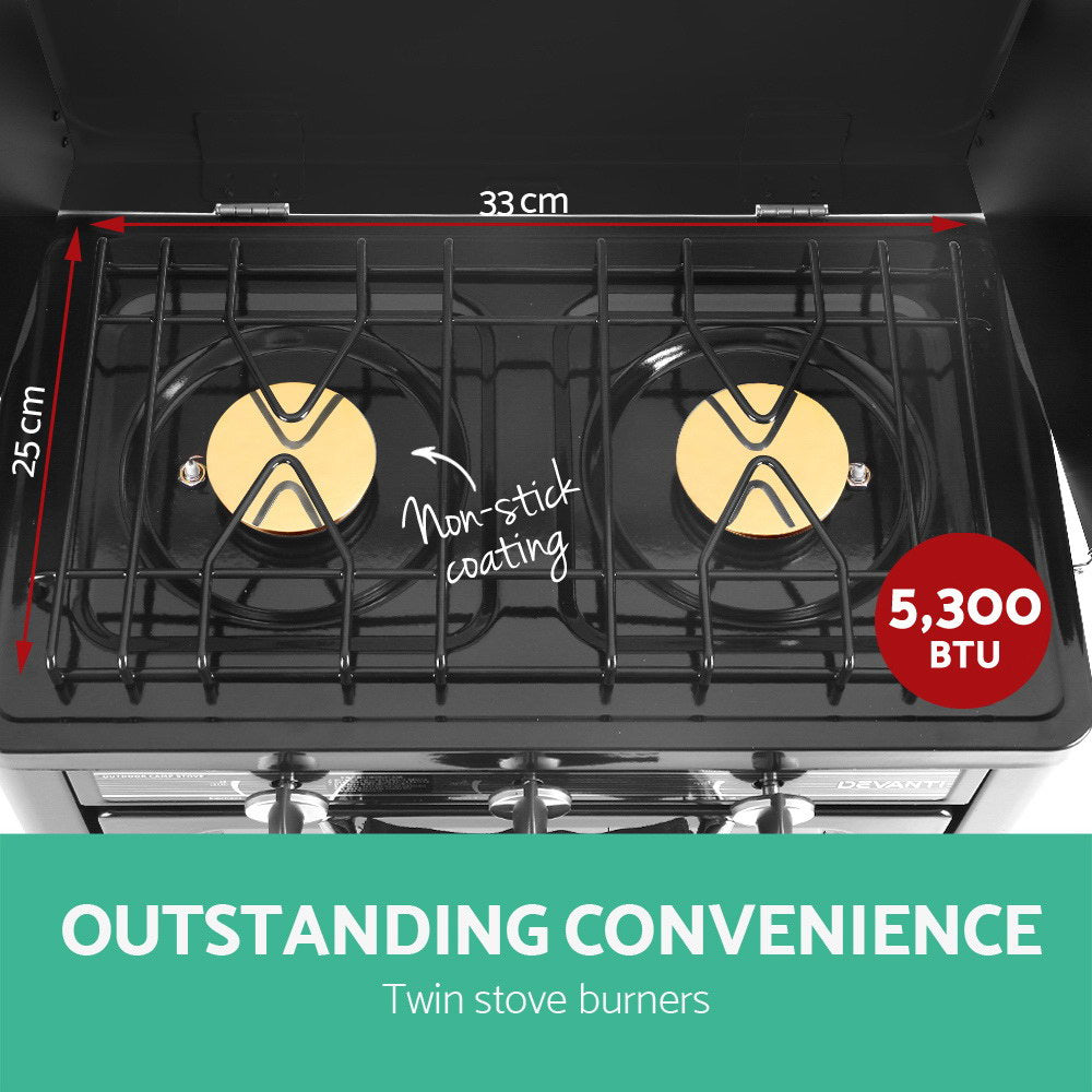 Devanti Portable Gas Oven and Stove LPG Silver