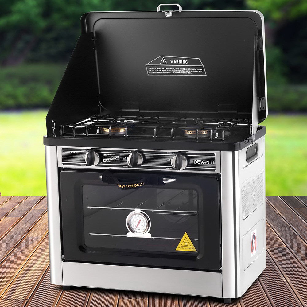 Devanti Portable LPG Gas Oven Silver Camping Stove