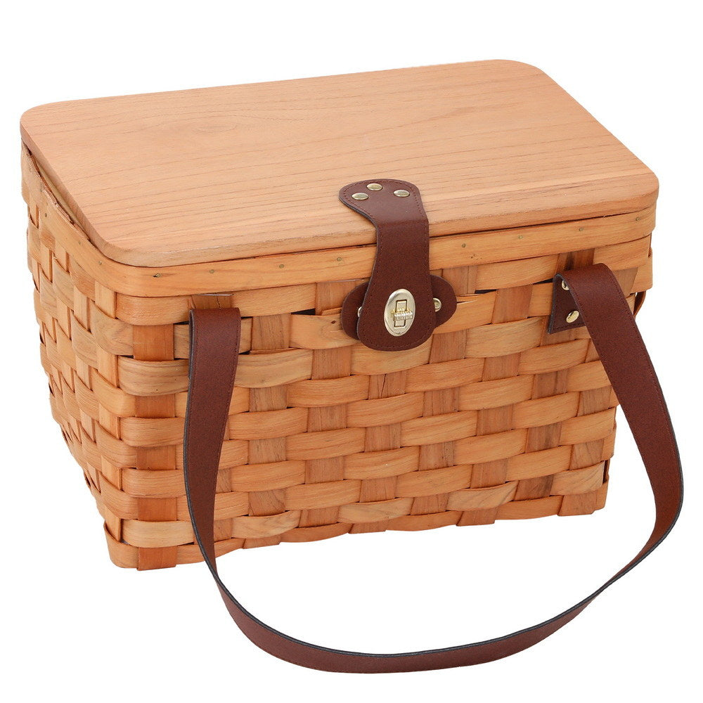 Alfresco 2-Person Picnic Basket Wooden Insulated Cooler Set