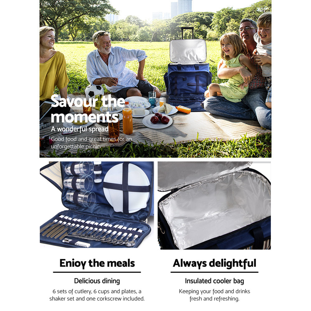 Alfresco 6-Person Picnic Trolley Bag Insulated with Wheels