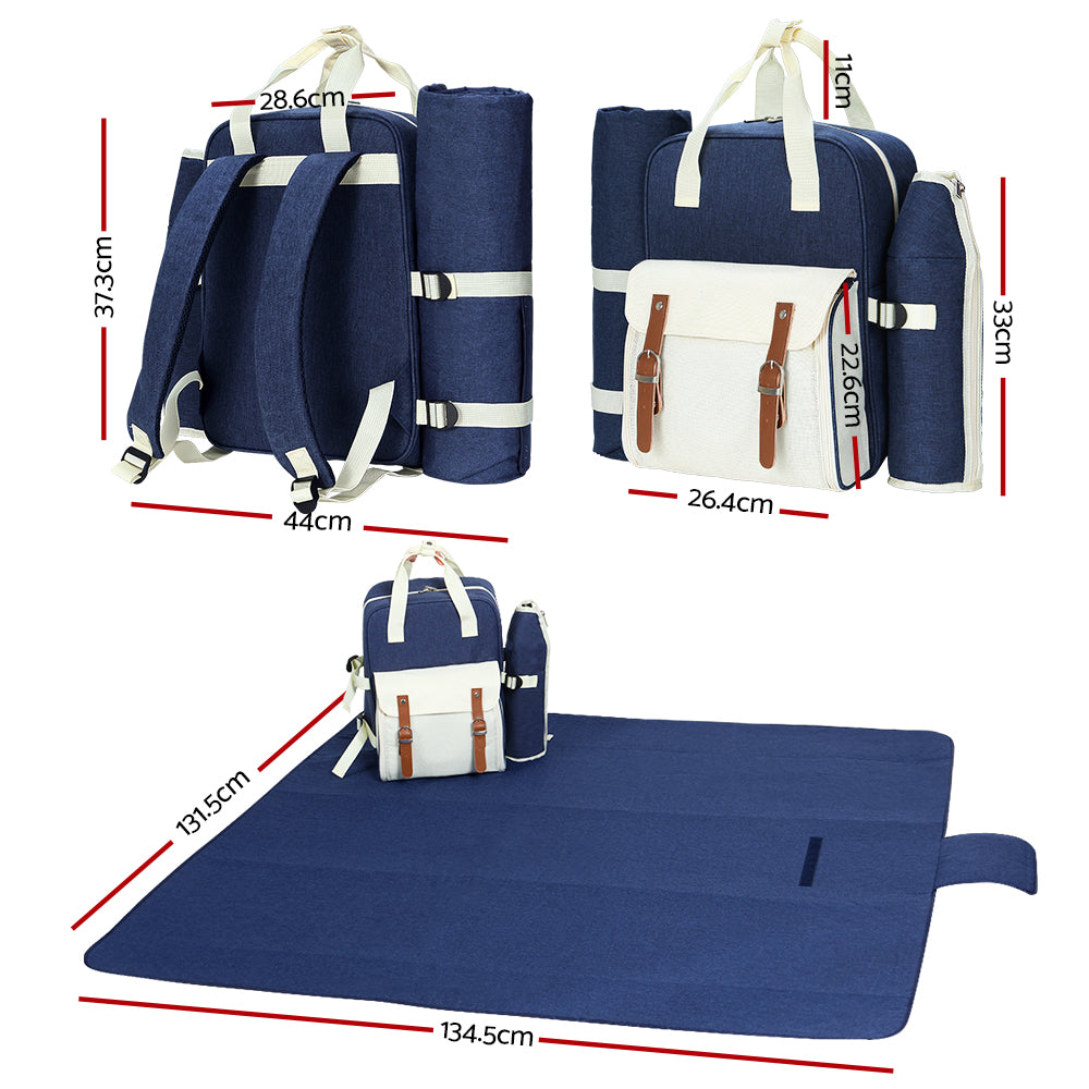 Alfresco 4-Person Picnic Backpack Insulated Blue