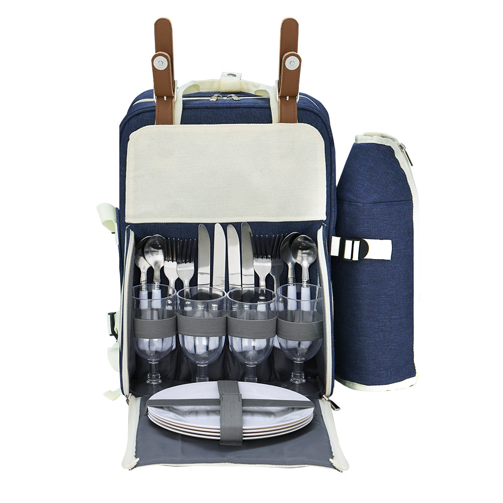 Alfresco 4-Person Picnic Backpack Insulated Blue