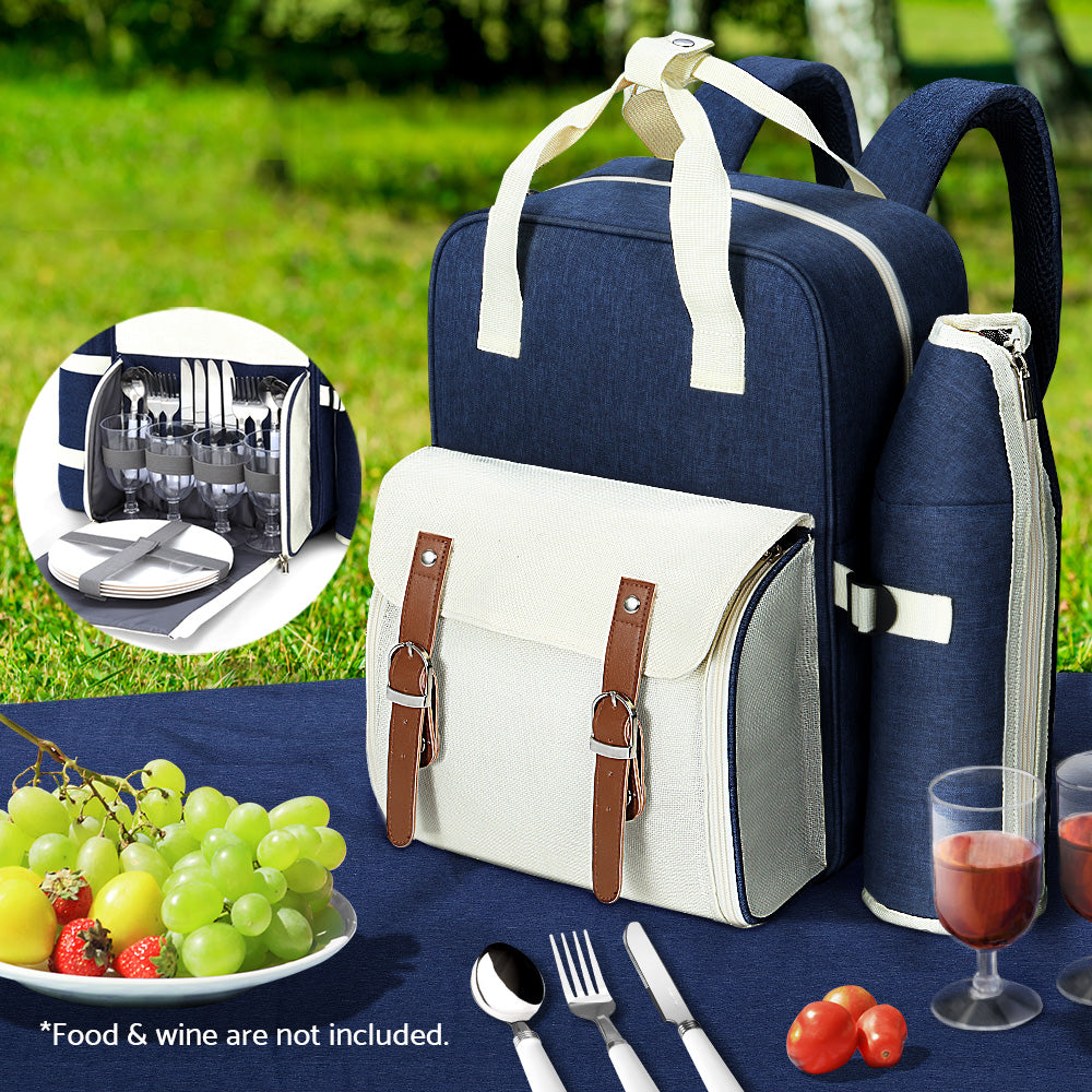 Alfresco 4-Person Picnic Backpack Insulated Blue