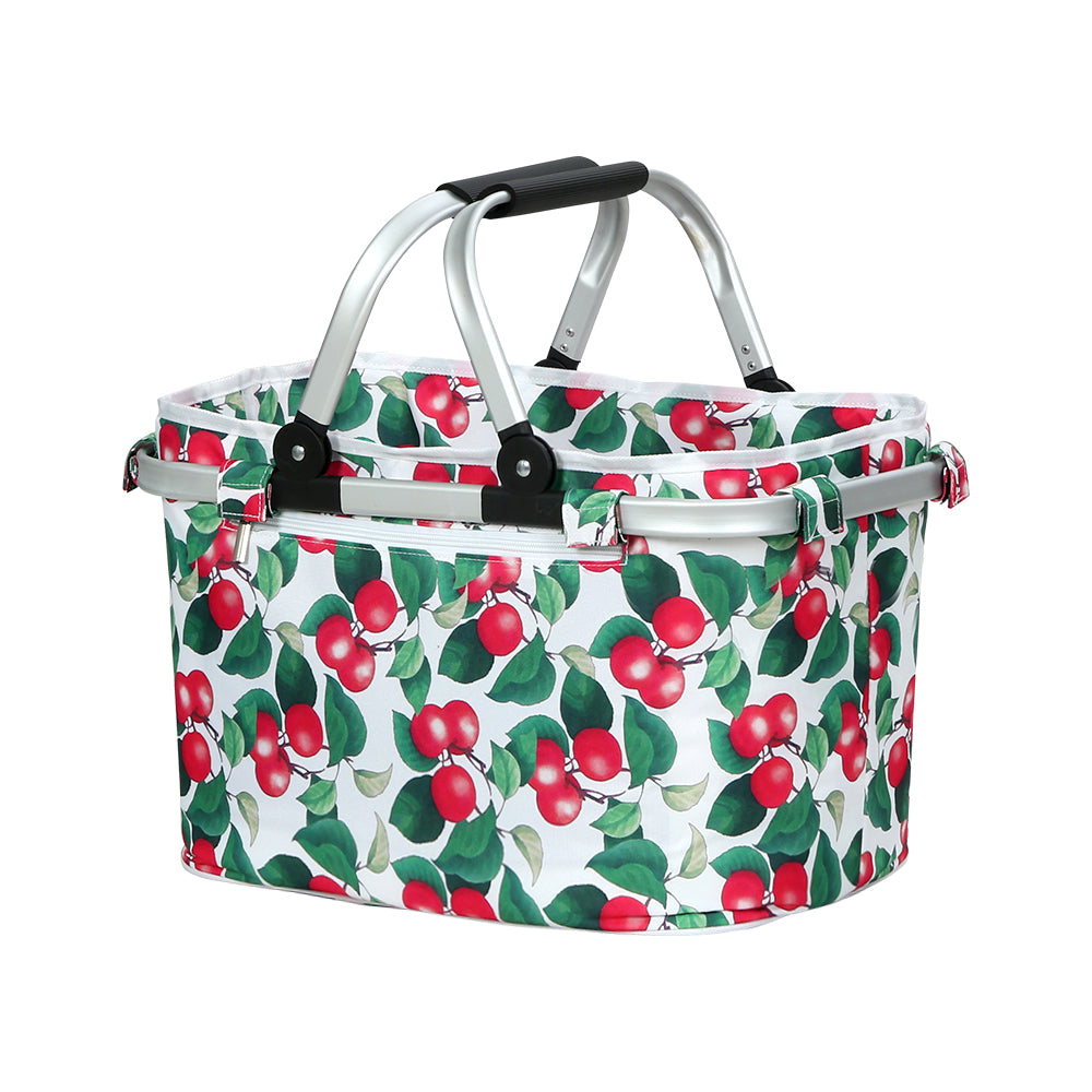 Alfresco Folding Picnic Basket Hamper Insulated Food Storage