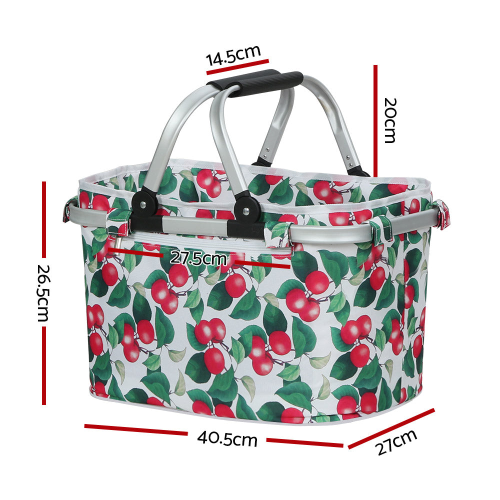 Alfresco Folding Picnic Basket Hamper Insulated Food Storage