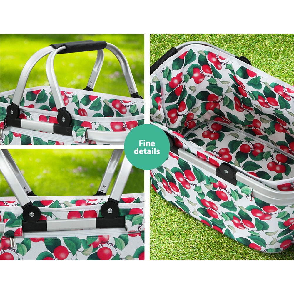 Alfresco Folding Picnic Basket Hamper Insulated Food Storage