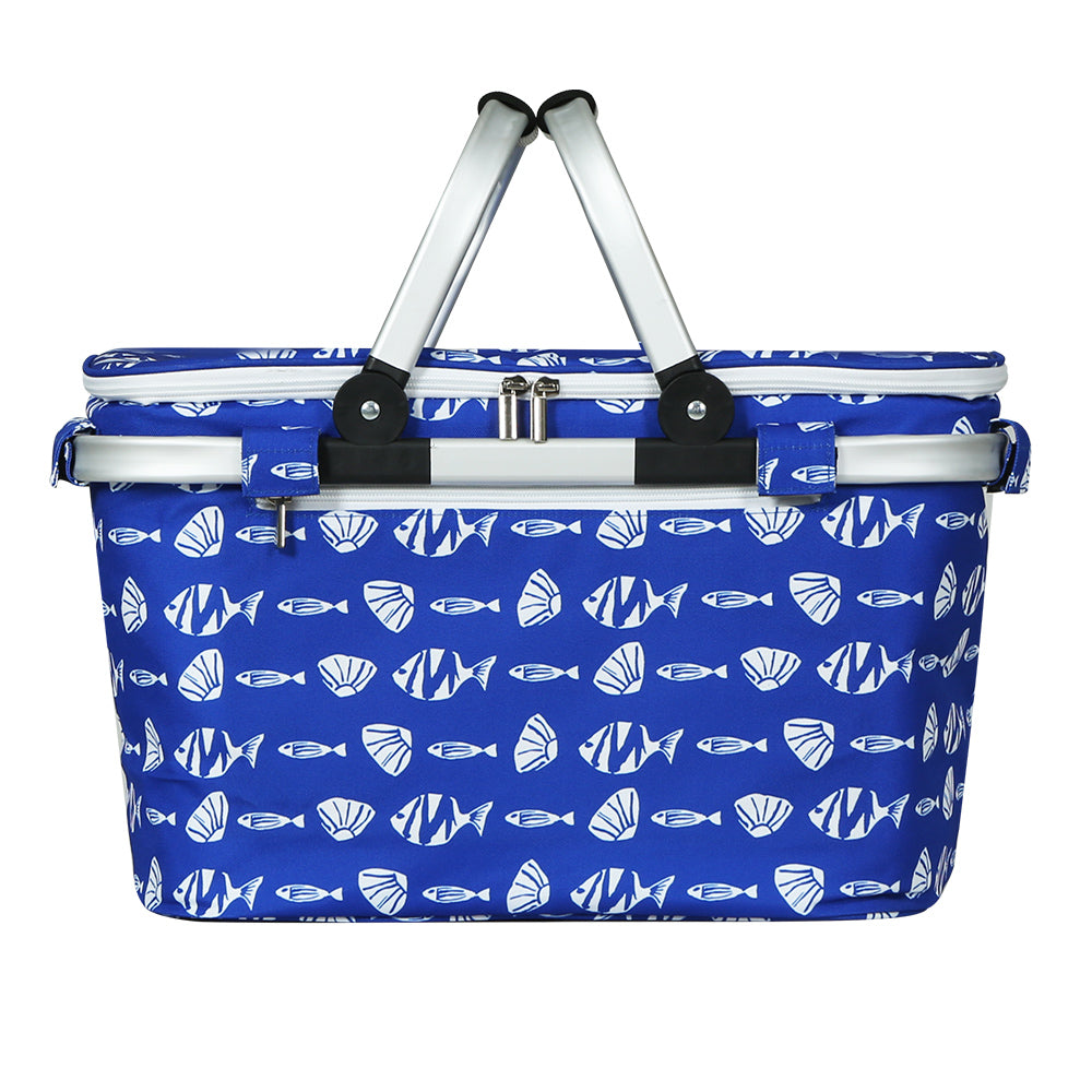 Alfresco Folding Picnic Basket Insulated Hamper with Cover