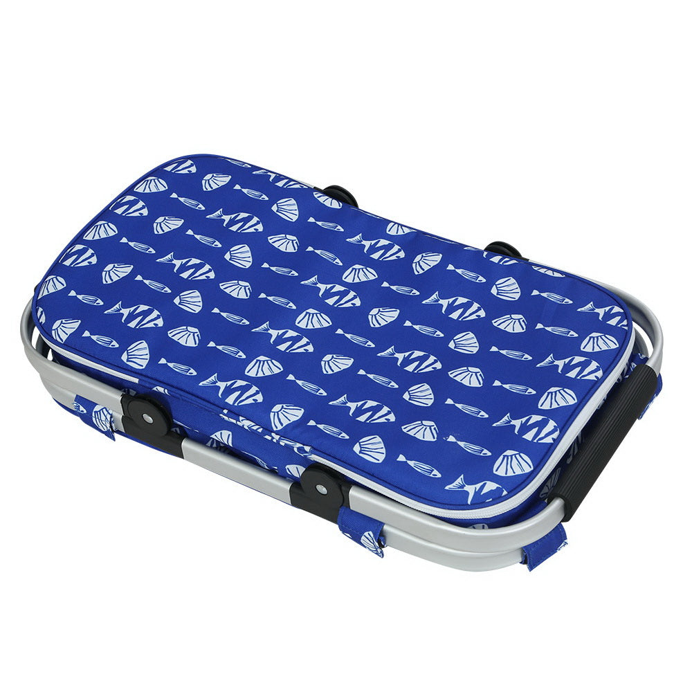 Alfresco Folding Picnic Basket Insulated Hamper with Cover