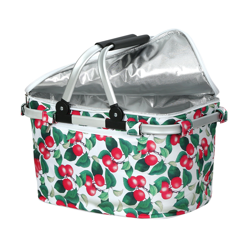 Alfresco Insulated Picnic Basket Folding Hamper with Food Cover